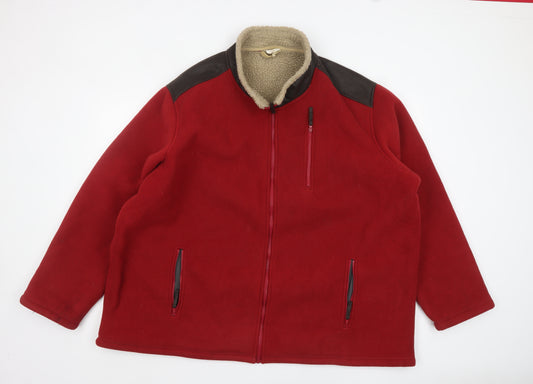 Cotton Traders Men’s Red Fleece Jacket 4XL Full Zip Sherpa Lined