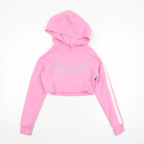 Pineapple Girls Pink Rhinestone Logo Cropped Hoodie 9-10 Years