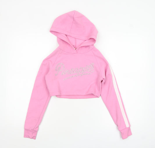 Pineapple Girls Pink Rhinestone Logo Cropped Hoodie 9-10 Years