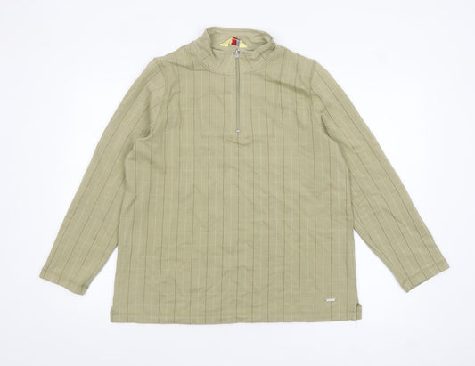 Alice Collins Women Khaki 1/4 Zip Long Sleeve Pullover Sweatshirt Size 16