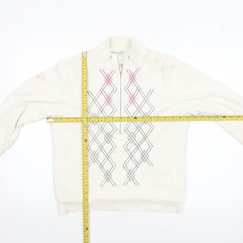Green Lamb Women’s Ivory Argyle 1/2 Zip Jumper Size 10