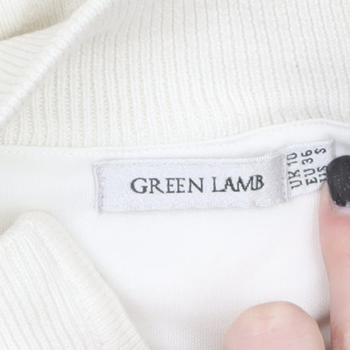 Green Lamb Women’s Ivory Argyle 1/2 Zip Jumper Size 10