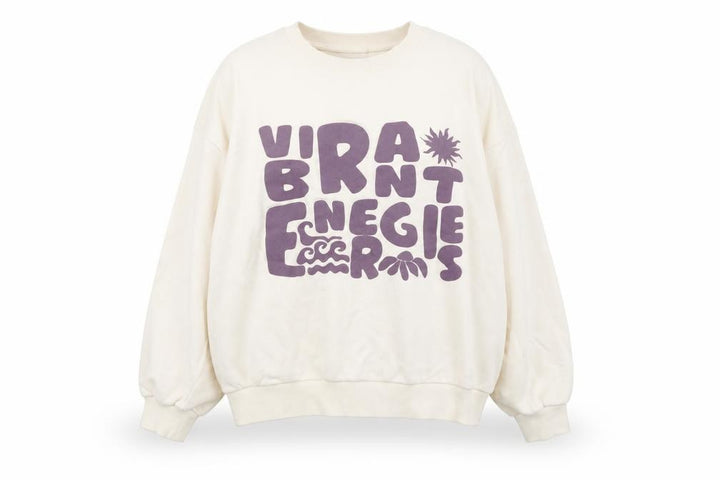 Pull&Bear Womens Beige XL Cotton Graphic Pullover Sweatshirt
