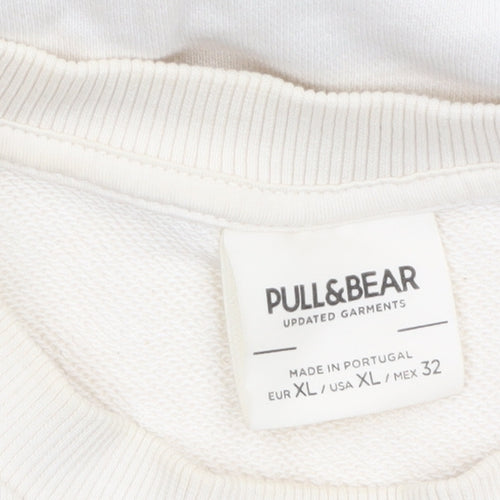 Pull & Bear Womens Beige XL Cotton Graphic Pullover Sweatshirt