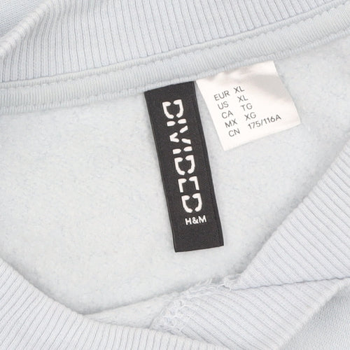 H&M Divided Women Blue Pullover Sweatshirt XL Valencia Print