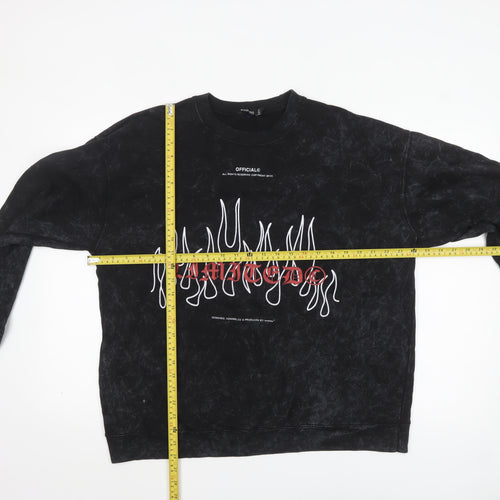 Boohoo Womens Black Graphic Print Pullover Sweatshirt UK 20/22