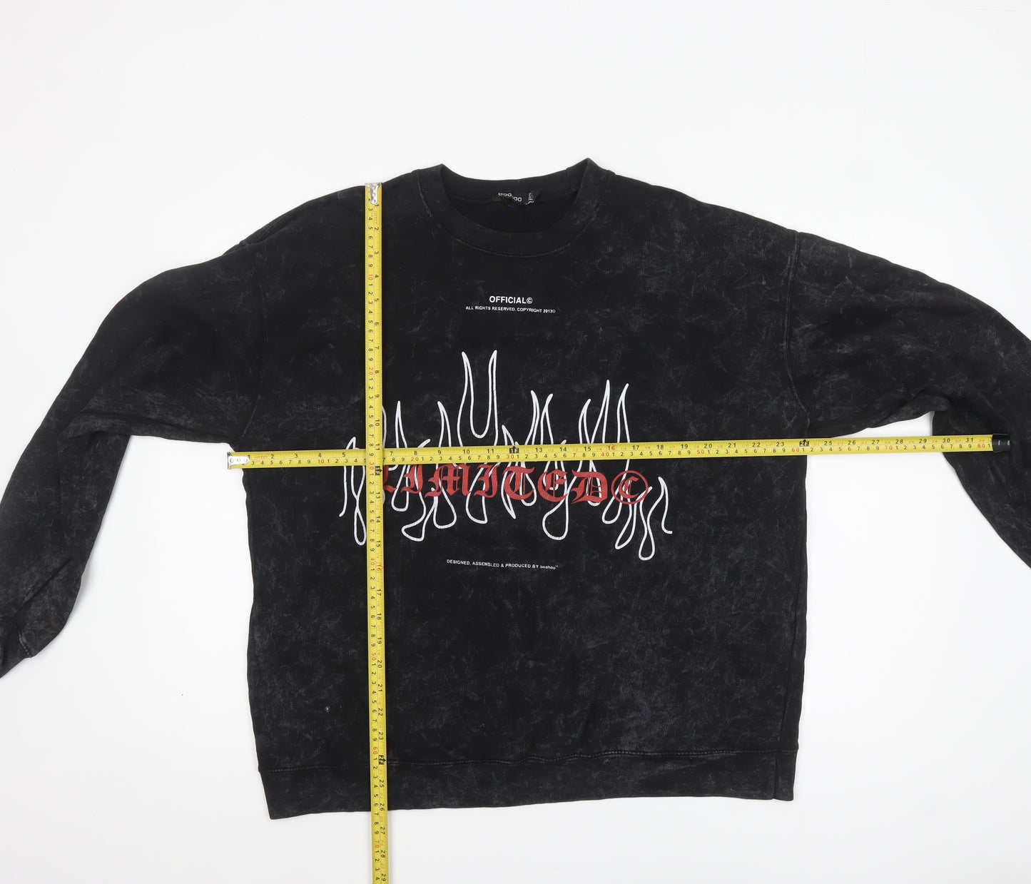 Boohoo Womens Black Graphic Print Pullover Sweatshirt UK 20/22