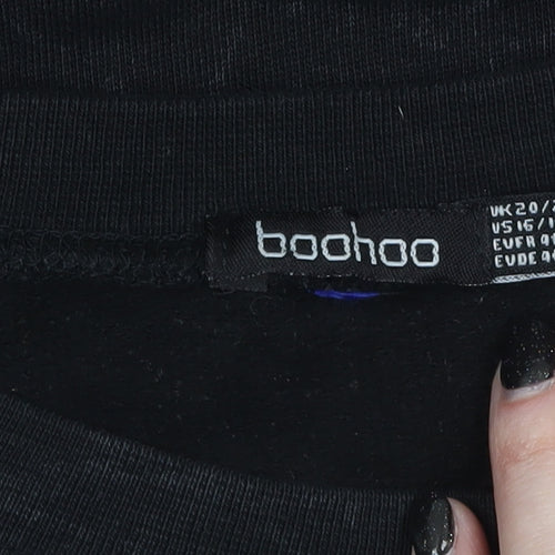 Boohoo Womens Black Graphic Print Pullover Sweatshirt UK 20/22