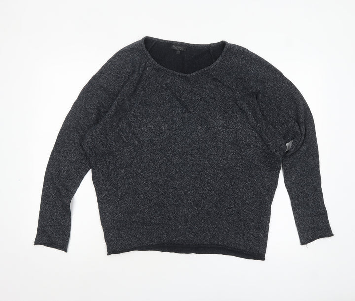 Topshop Women’s Black Long Sleeve Relaxed Fit Jersey Top Size 10