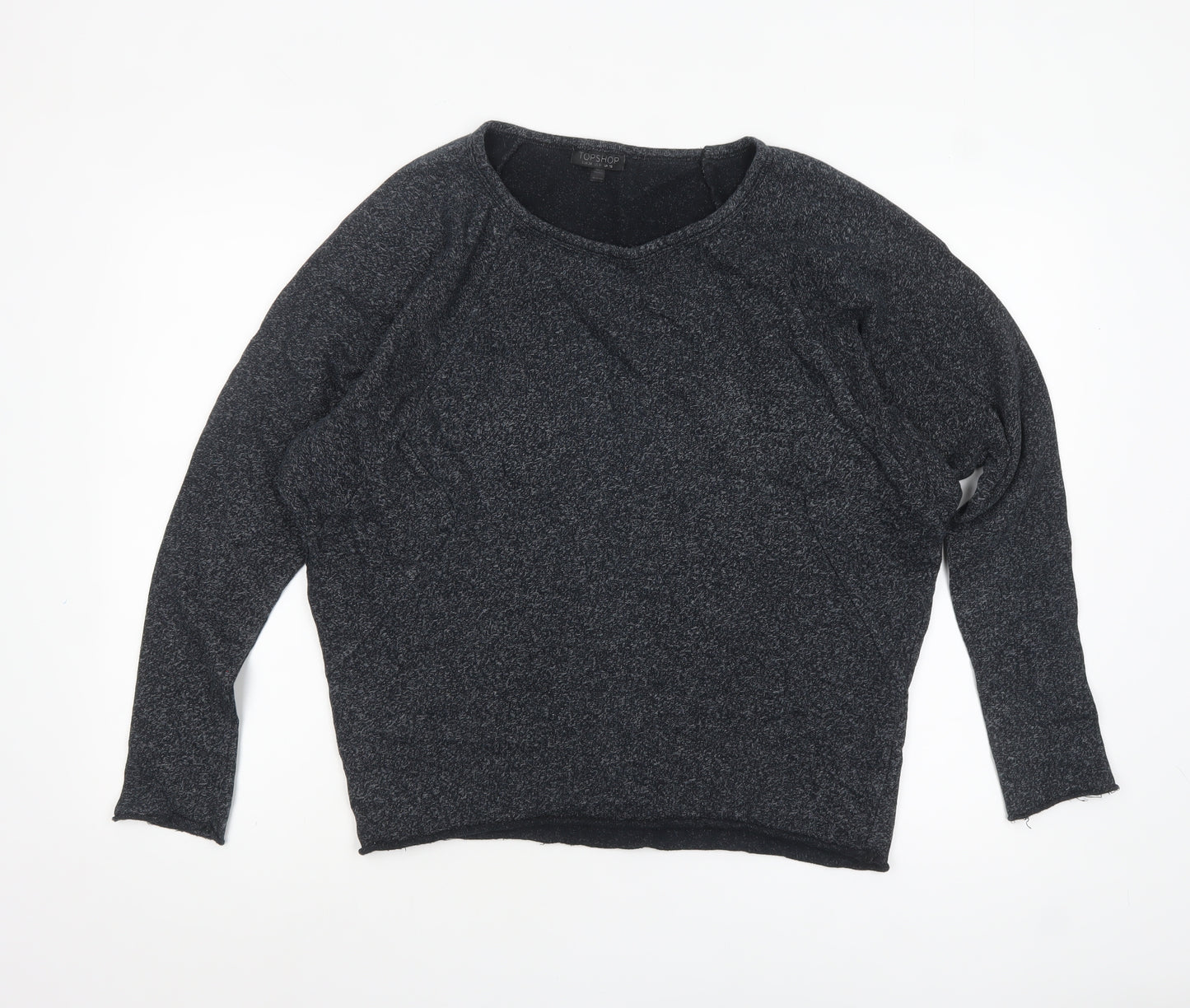Topshop Women’s Black Long Sleeve Relaxed Fit Jersey Top Size 10