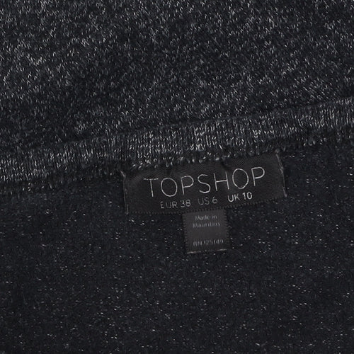 Topshop Women’s Black Long Sleeve Relaxed Fit Jersey Top Size 10