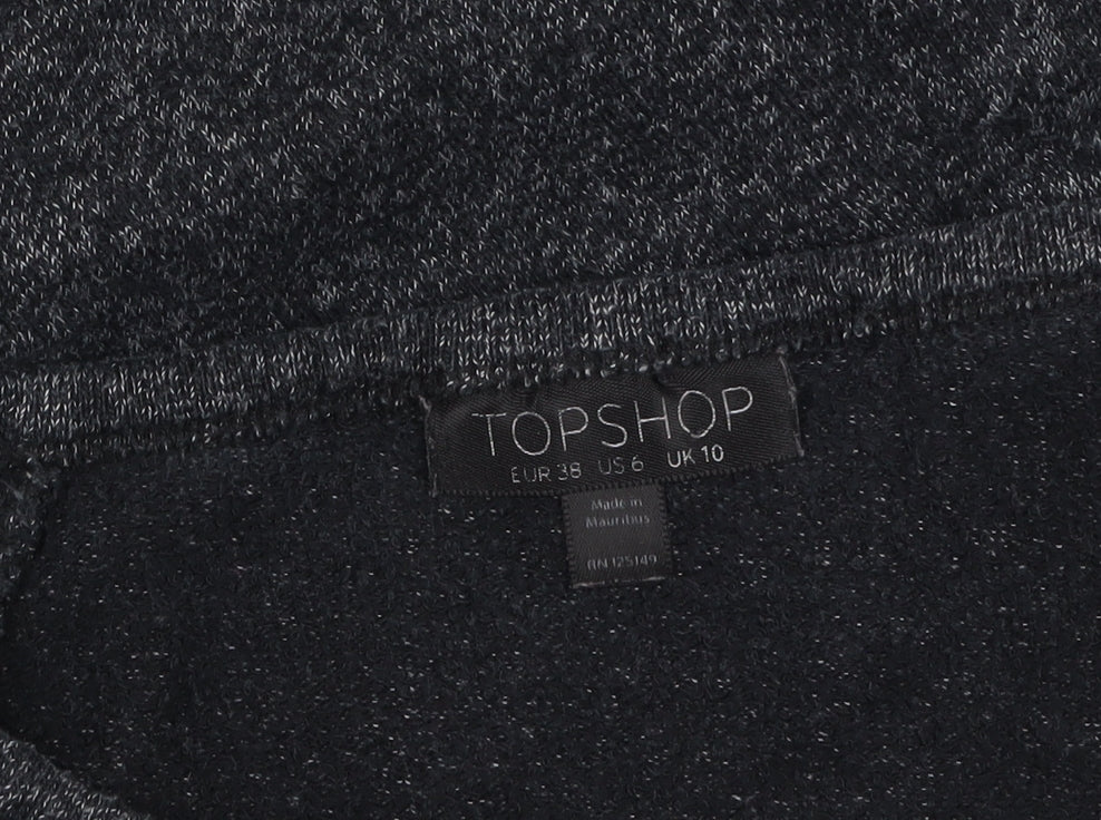 Topshop Women’s Black Long Sleeve Relaxed Fit Jersey Top Size 10