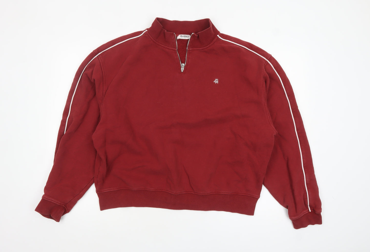 4th & Reckless Women Red 1/4 Zip Sweatshirt XL Cotton Blend Casual