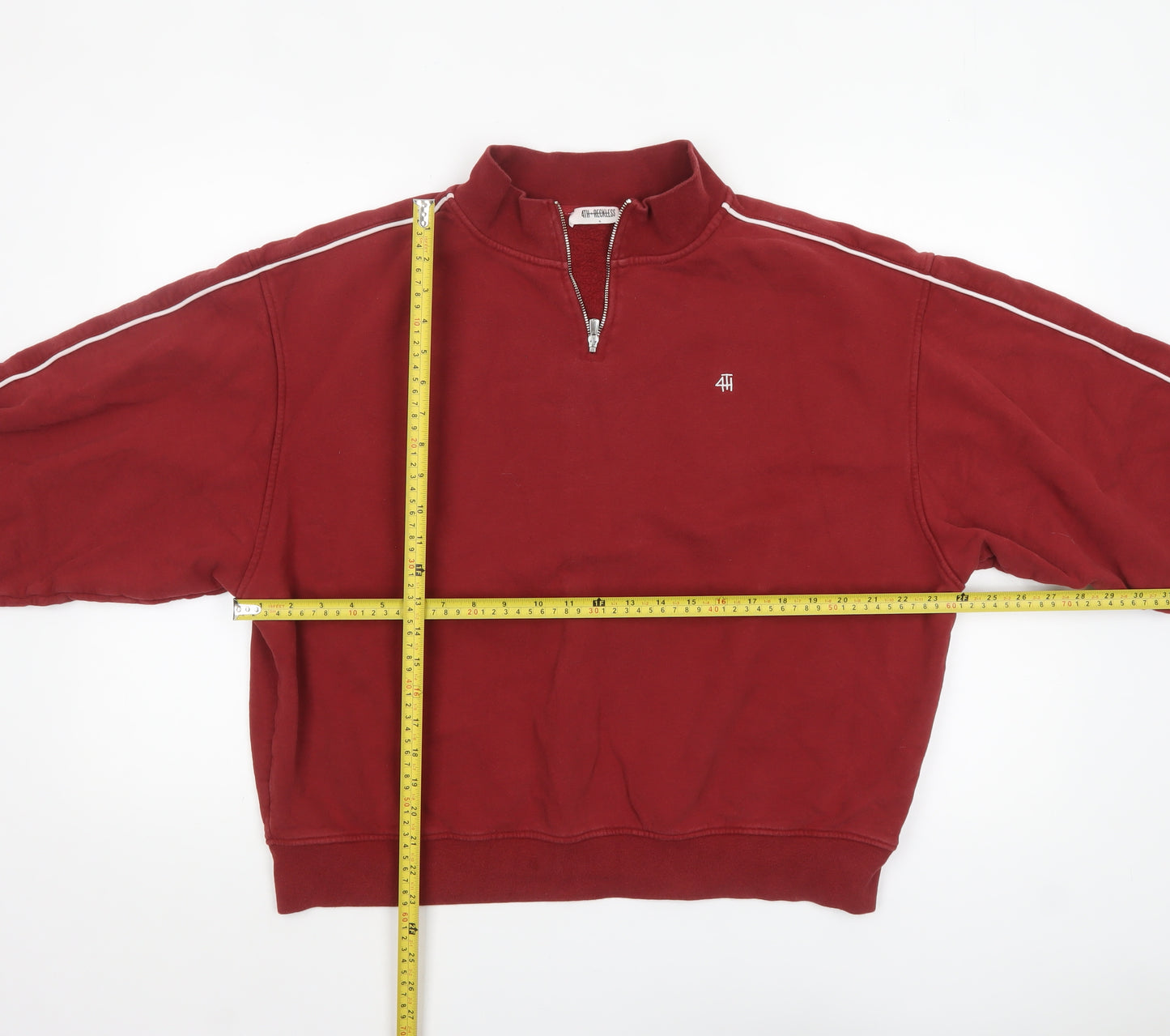 4th & Reckless Women Red 1/4 Zip Sweatshirt XL Cotton Blend Casual