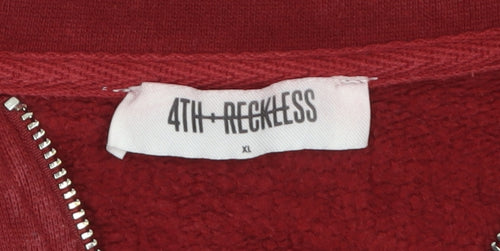4th & Reckless Women Red 1/4 Zip Sweatshirt XL Cotton Blend Casual