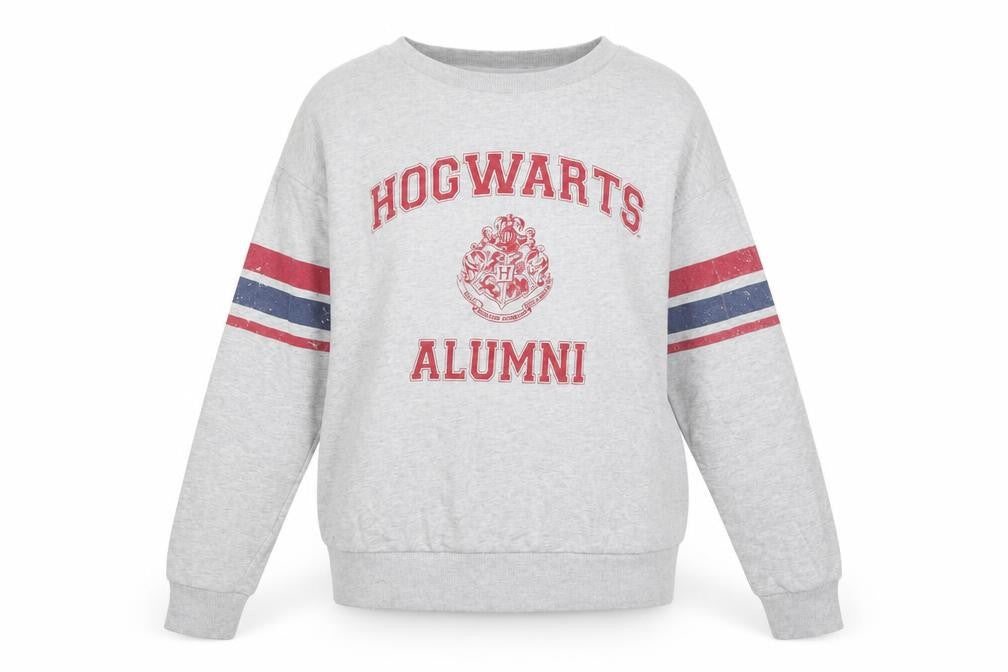 Front view of Next Harry Potter Hogwarts Alumni Grey Cotton Sweatshirt S Women