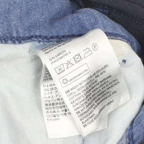 H&M Mama Blue Maternity Chambray Tie Waist Shorts Size 10
