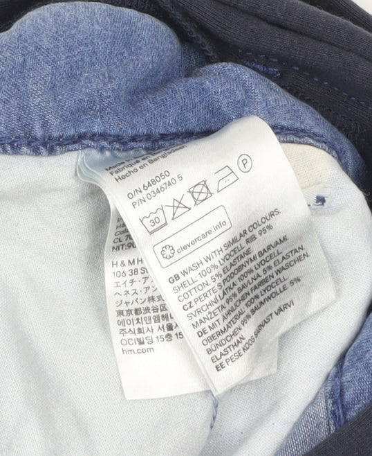 H&M Mama Blue Maternity Chambray Tie Waist Shorts Size 10