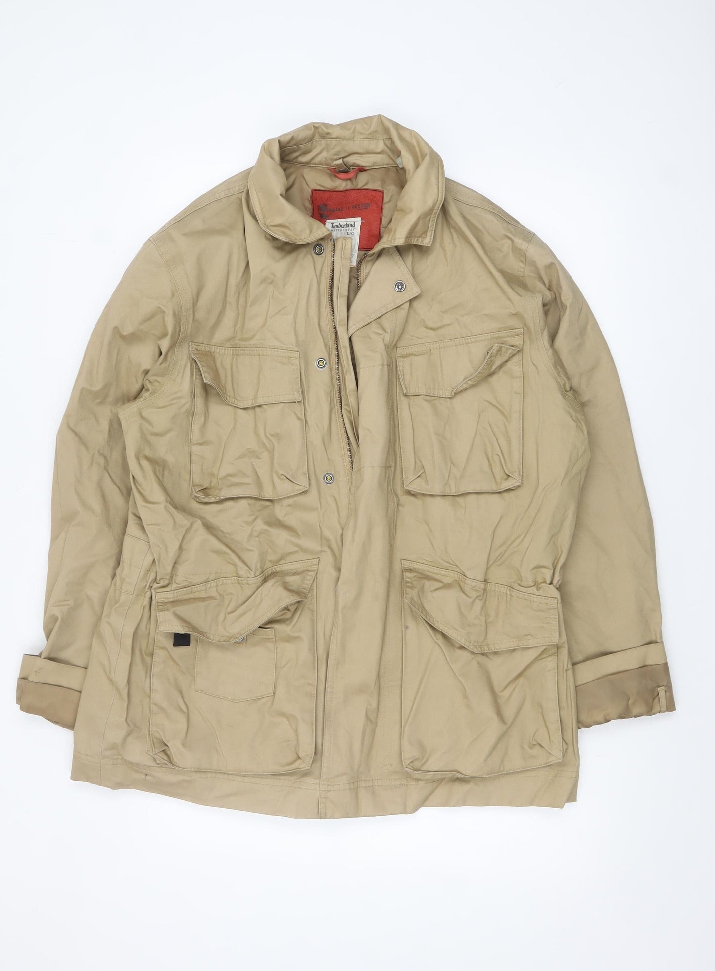 Timberland Men's Beige Waterproof Military Jacket Size L
