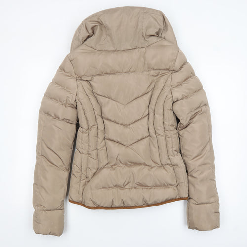 J.STARS Women’s Beige Short Puffer Jacket Hooded Size S Winter Coat