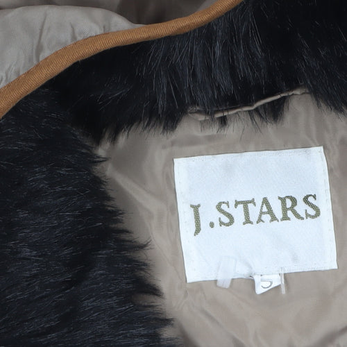 J.STARS Women’s Beige Short Puffer Jacket Hooded Size S Winter Coat