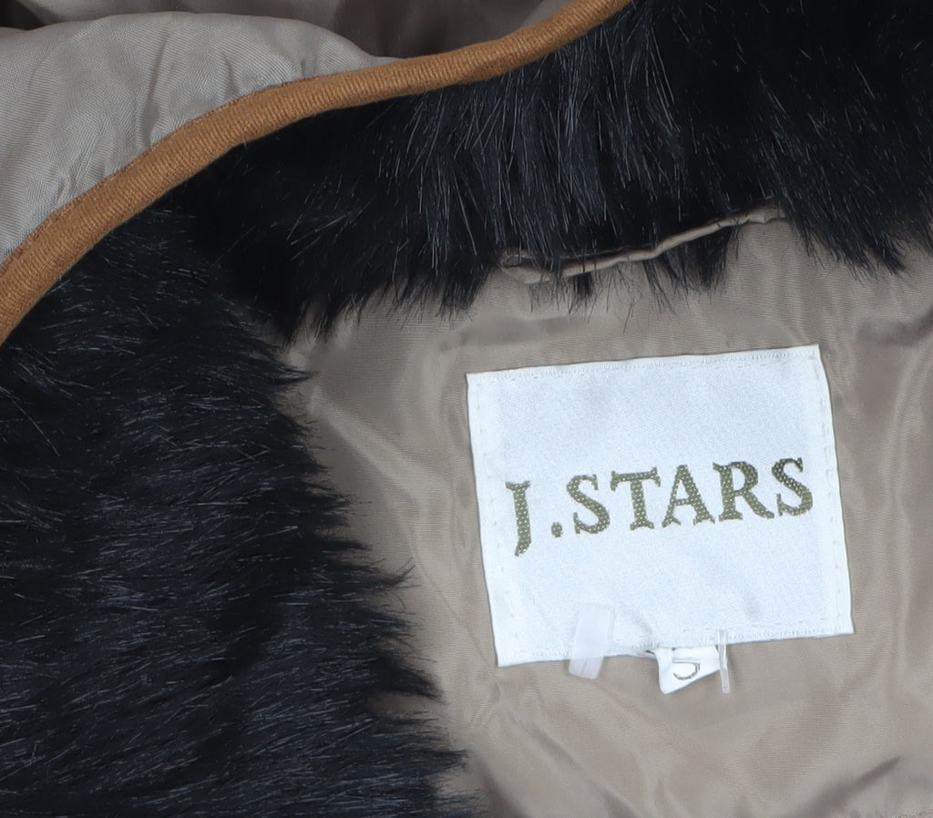 J.STARS Women’s Beige Short Puffer Jacket Hooded Size S Winter Coat