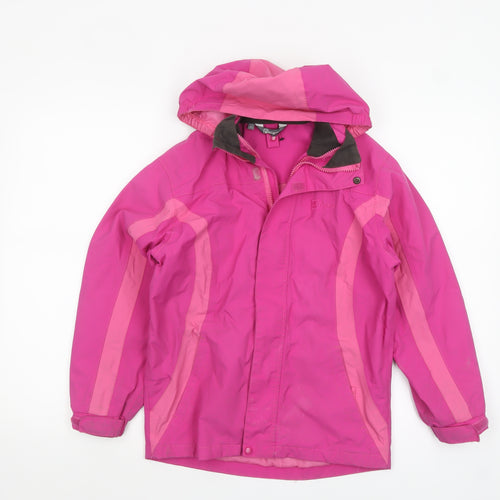 Hi Gear Girls Pink Waterproof Hooded Rain Coat Jacket 9-10 Years