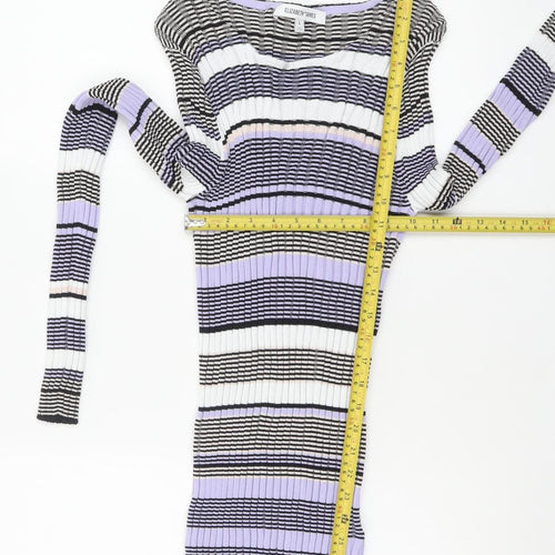 Elizabeth and James Womens Multicoloured L Striped Boat Neck Pullover Jumper