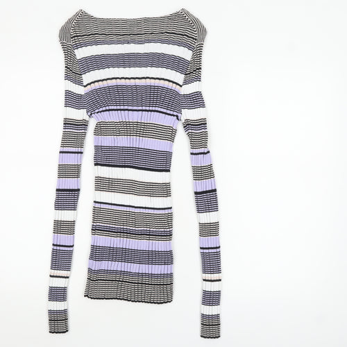 Elizabeth and James Womens Multicoloured L Striped Boat Neck Pullover Jumper