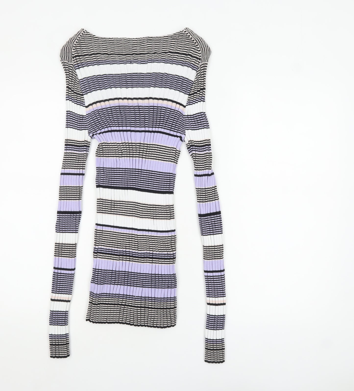 Elizabeth and James Womens Multicoloured L Striped Boat Neck Pullover Jumper