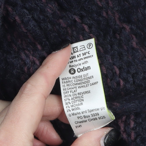 Marks and Spencer Women Blue Mix Size 8 Knit Pullover Jumper