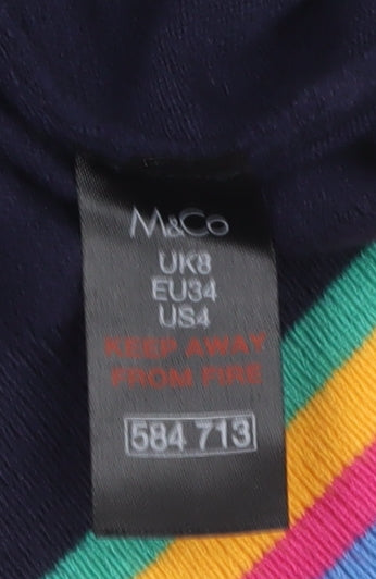 M&Co Women’s Blue Sequin Star Rainbow Trim Jumper Size 8