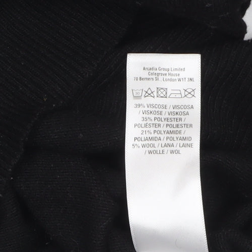 Wallis Women’s Black Mock Neck Lace Shoulder Knit Jumper Size S