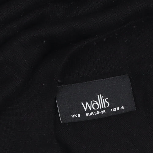 Wallis Women’s Black Mock Neck Lace Shoulder Knit Jumper Size S