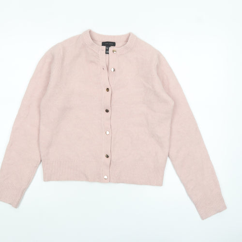 New Look Women's Pink Cardigan UK 8 Crew Neck Long Sleeve Knitwear