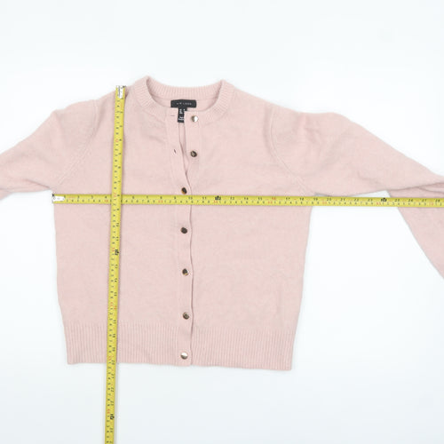 New Look Women's Pink Cardigan UK 8 Crew Neck Long Sleeve Knitwear
