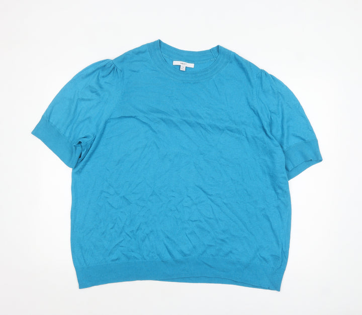 Next Women Blue XXL Short Sleeve Crew Neck Pullover Jumper