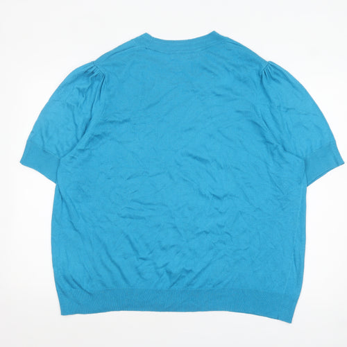 Next Women Blue XXL Short Sleeve Crew Neck Pullover Jumper