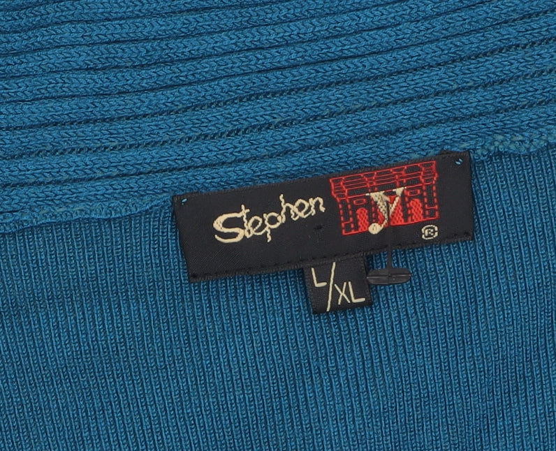 Stephen Women’s Blue Beaded V-Neck 3/4 Sleeve Pullover Jumper L