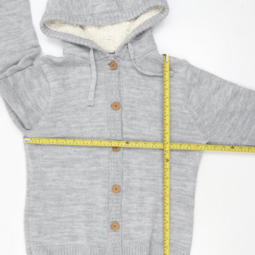 SoulCal & Co Women’s Grey Hooded Button Cardigan UK 18 Acrylic Blend