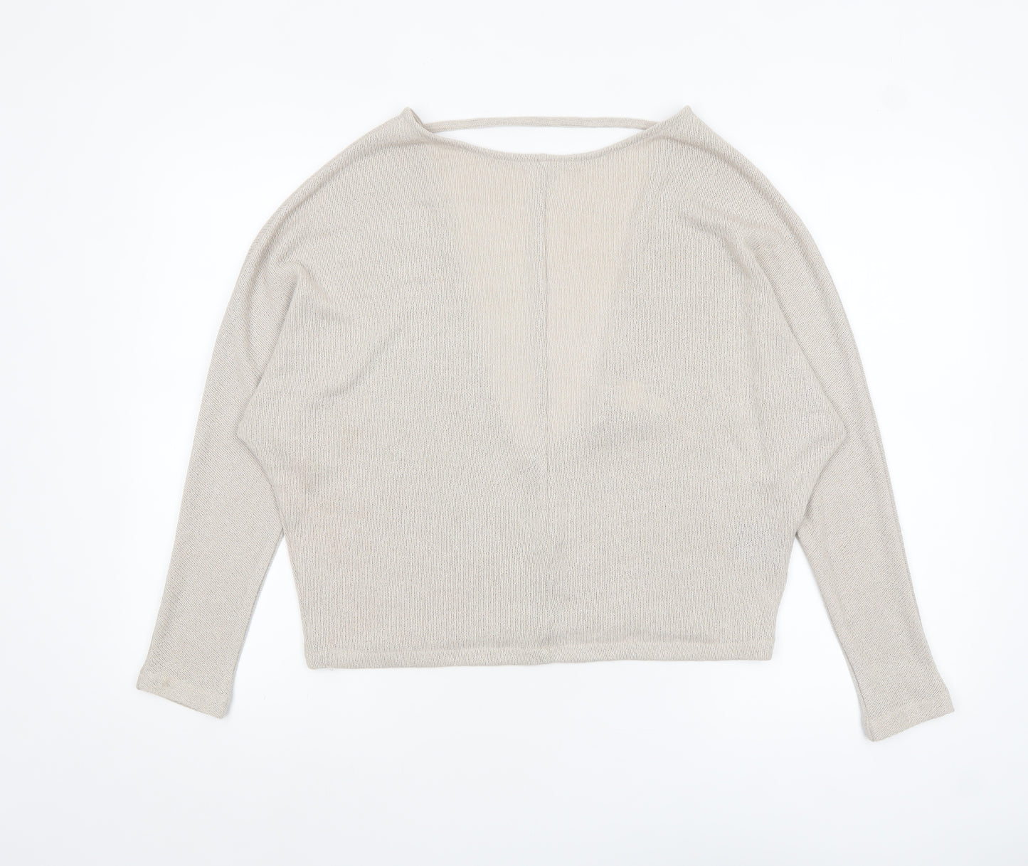 H&M Women’s Beige Cropped Knit V-Neck Blouse Size S Relaxed Fit
