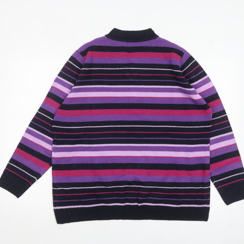ISLE Womens Plus Size 22-24 Multicoloured Striped V-Neck Jumper