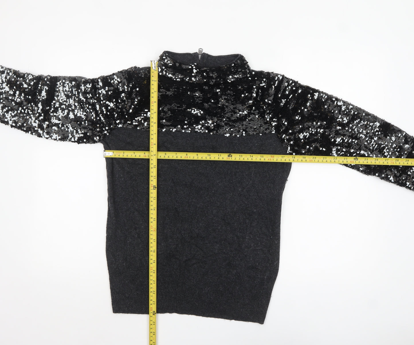 Mint Velvet Women's Black Sequin High Neck Jumper Size 12