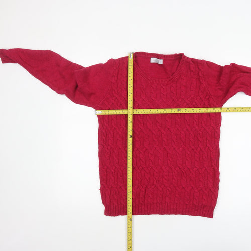 Marks and Spencer Women Red Cable-Knit Crew Neck Jumper Size 10