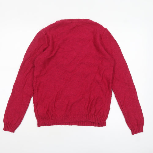 Marks and Spencer Women Red Cable-Knit Crew Neck Jumper Size 10