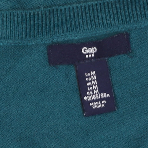 Gap Women's Green V-Neck Cotton Button Cardigan M