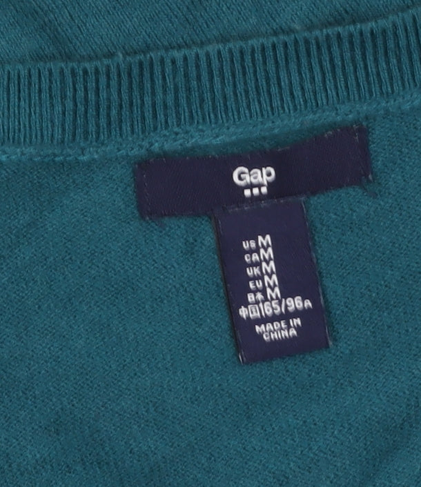 Gap Women's Green V-Neck Cotton Button Cardigan M