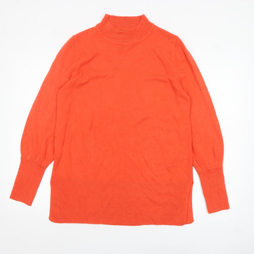 Marks and Spencer Women Orange Mock Neck Long Sleeve Pullover Jumper L