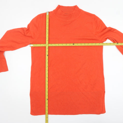 Marks and Spencer Women Orange Mock Neck Long Sleeve Pullover Jumper L
