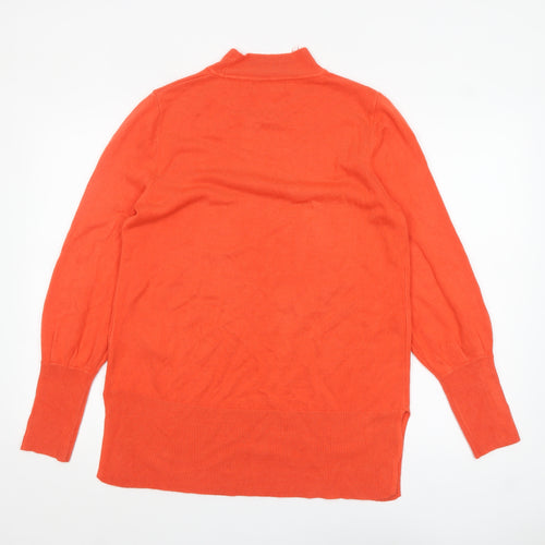 Marks and Spencer Women Orange Mock Neck Long Sleeve Pullover Jumper L